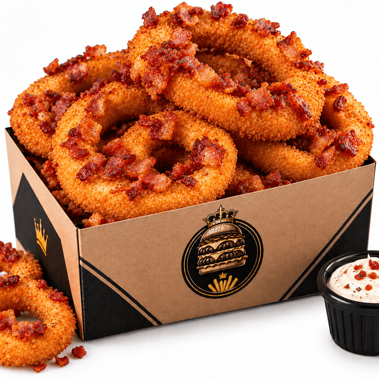 Anel de cebola e Bacon