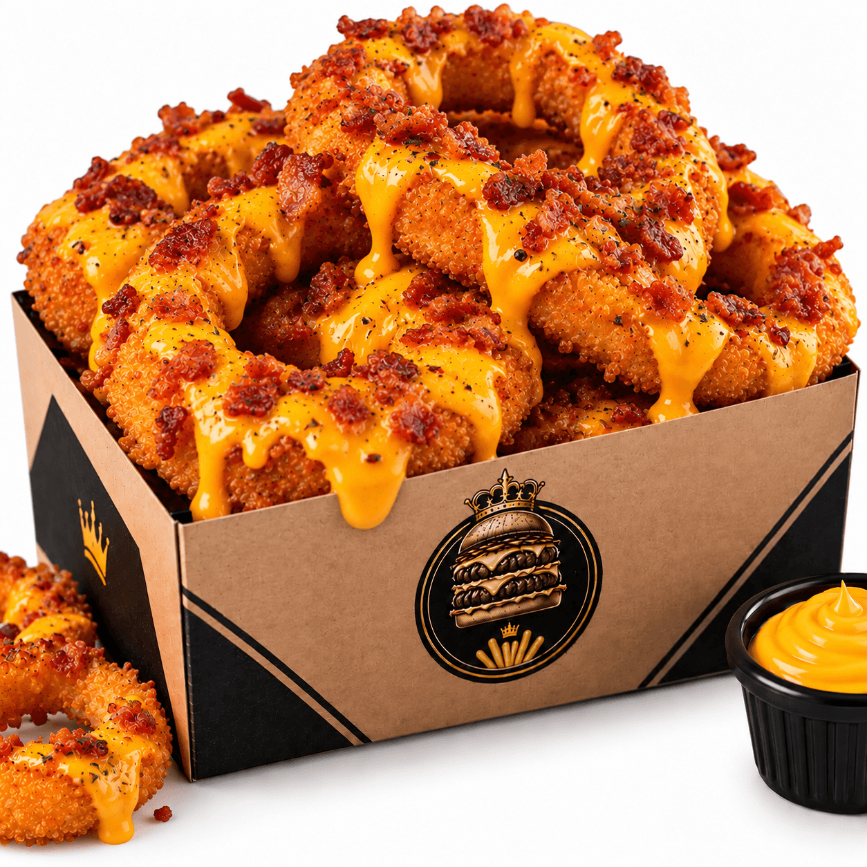 Anel de cebola Bacon e Cheddar